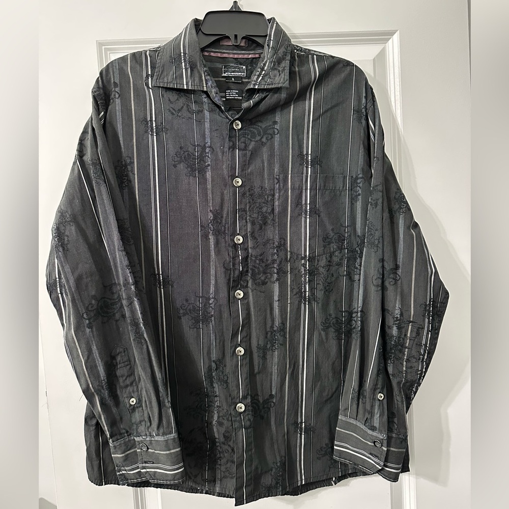 Oakley striped button down shirt black